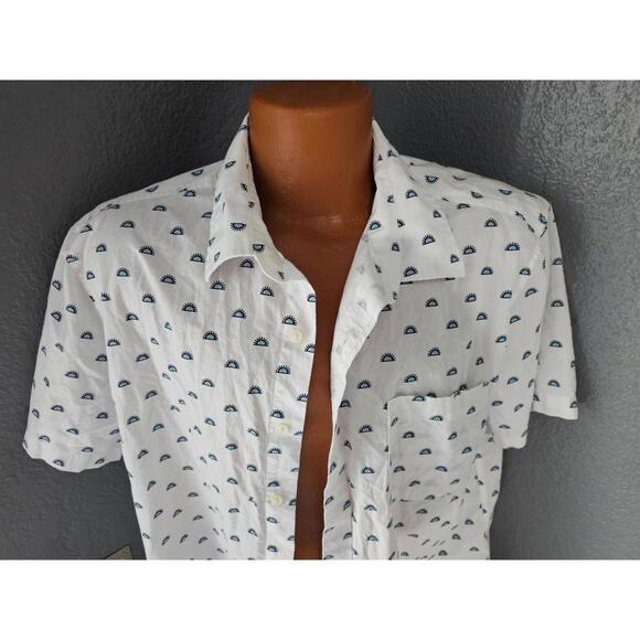 Men's Goodfellow Button Up Shirt Size XL Slim Sun White Short Sleeve 100% Cotton - Picture 8 of 12